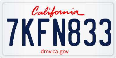 CA license plate 7KFN833