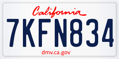CA license plate 7KFN834