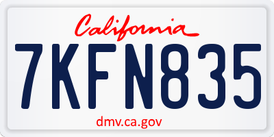 CA license plate 7KFN835