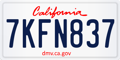 CA license plate 7KFN837
