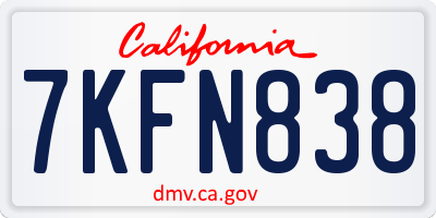CA license plate 7KFN838