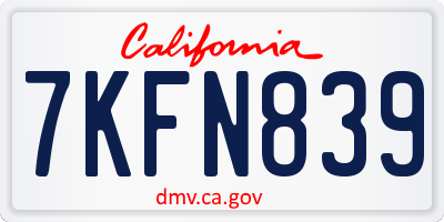 CA license plate 7KFN839