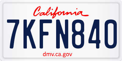 CA license plate 7KFN840