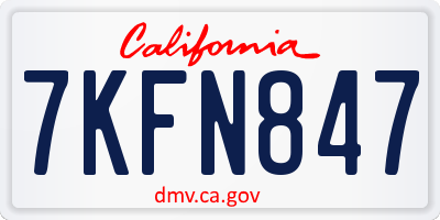 CA license plate 7KFN847