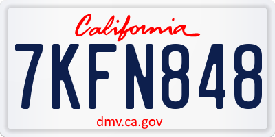 CA license plate 7KFN848