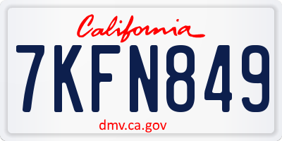 CA license plate 7KFN849