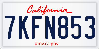 CA license plate 7KFN853