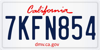CA license plate 7KFN854