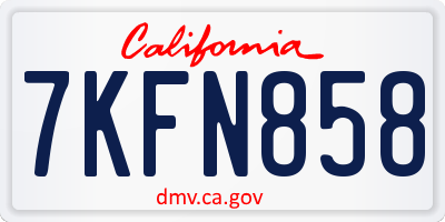 CA license plate 7KFN858