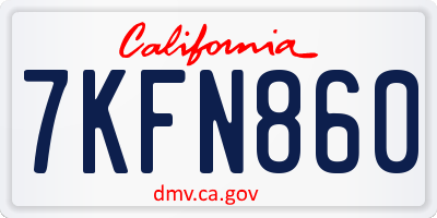 CA license plate 7KFN860
