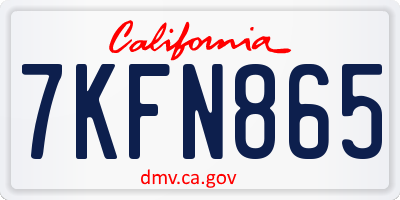 CA license plate 7KFN865
