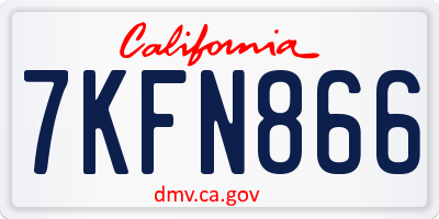 CA license plate 7KFN866