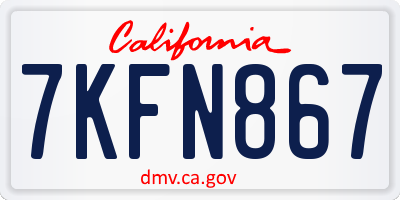 CA license plate 7KFN867