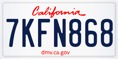 CA license plate 7KFN868