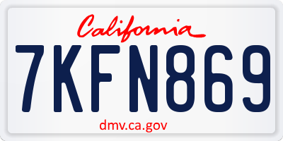 CA license plate 7KFN869