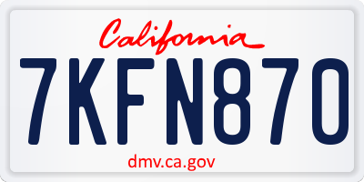 CA license plate 7KFN870