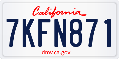 CA license plate 7KFN871
