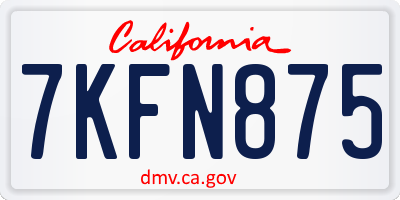 CA license plate 7KFN875