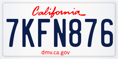 CA license plate 7KFN876