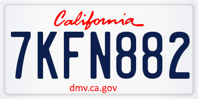 CA license plate 7KFN882