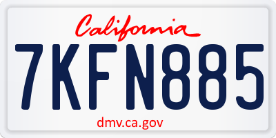 CA license plate 7KFN885