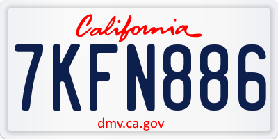 CA license plate 7KFN886