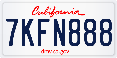 CA license plate 7KFN888