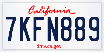 CA license plate 7KFN889