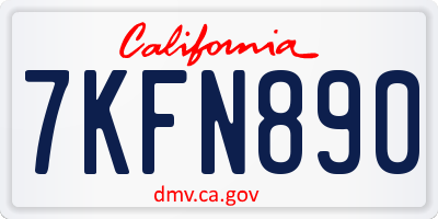 CA license plate 7KFN890