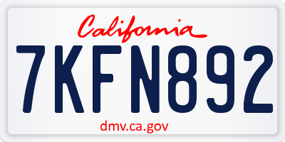 CA license plate 7KFN892