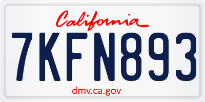 CA license plate 7KFN893