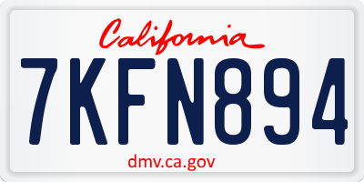 CA license plate 7KFN894
