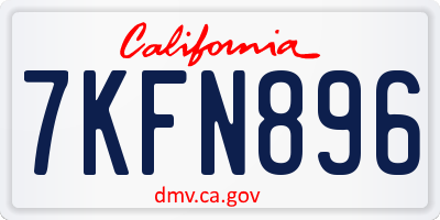 CA license plate 7KFN896