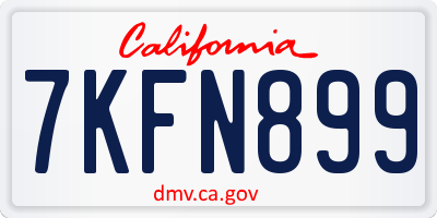 CA license plate 7KFN899