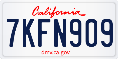 CA license plate 7KFN909