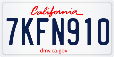 CA license plate 7KFN910
