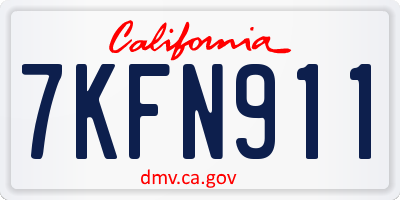 CA license plate 7KFN911