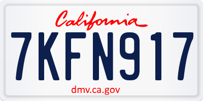 CA license plate 7KFN917