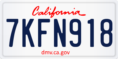 CA license plate 7KFN918