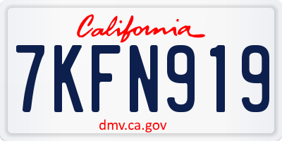 CA license plate 7KFN919