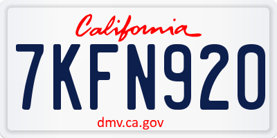 CA license plate 7KFN920