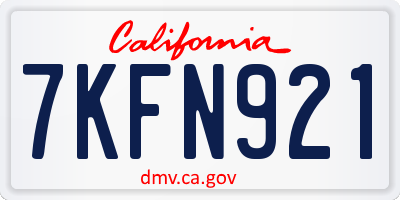 CA license plate 7KFN921