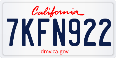CA license plate 7KFN922