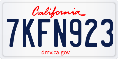 CA license plate 7KFN923