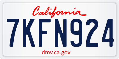 CA license plate 7KFN924