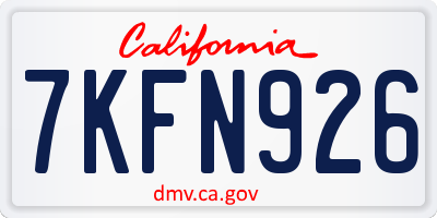 CA license plate 7KFN926