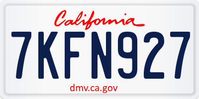 CA license plate 7KFN927