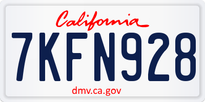 CA license plate 7KFN928