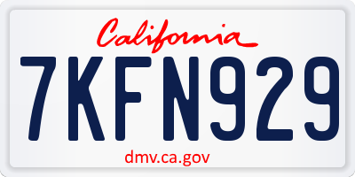 CA license plate 7KFN929