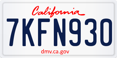 CA license plate 7KFN930